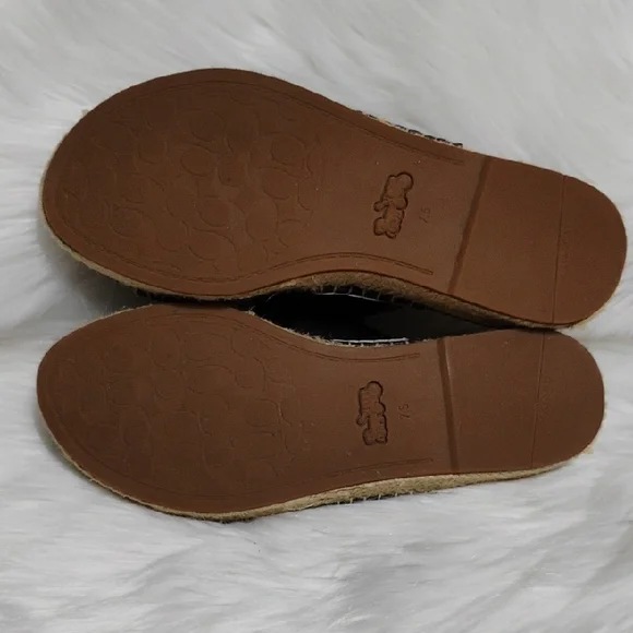 SALE! Coach Franca Black Leather Espadrilles Women's Sandals (#01) - Picture 11 of 16